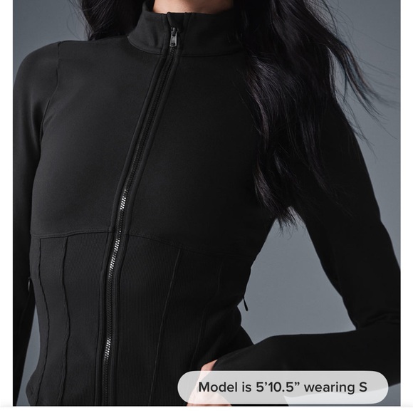 Alo Airbrush Black Corset Full Zip Jacket XS - Picture 7 of 13